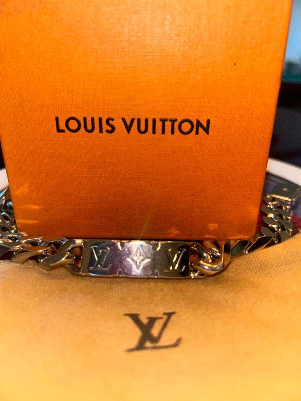 Louis Vuitton Silver Monogram ID Chain Bracelet - Picture 1 of 7